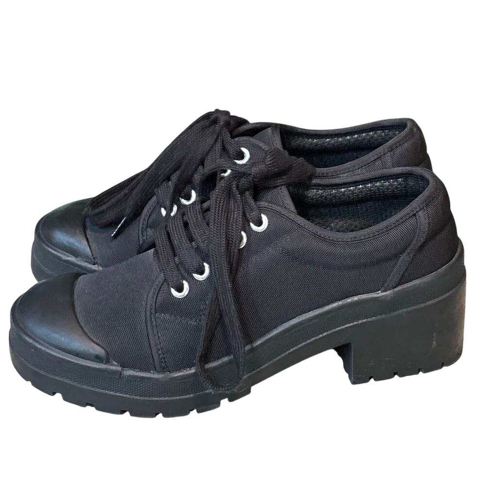 Jeffrey Campbell Black Punk Goth Lace Up Oxford Lug Platform Sneakers Size 6.5